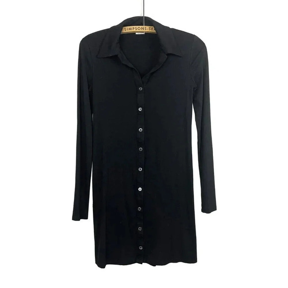 Aritzia Wilfred Womens XXS Black Button-Up  Shirt Dress Long Sleeve - Picture 1 of 4